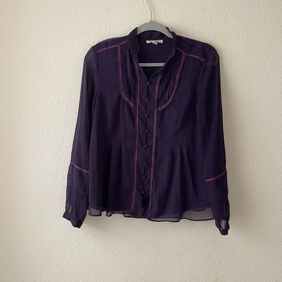 Cold water creek sheer purple long sleeve blouse‎ - Picture 1 of 8